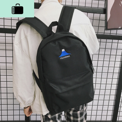 韩版帆布背包初中高中大学生书包男时尚潮流青少年双肩旅行电脑包NEW LAKE B197黑色