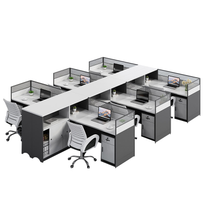 慧采云 办公家具办公桌组合屏风工作位卡座简约现代职员办公桌椅6人电脑桌椅财务桌