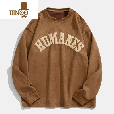 YANXU日系仿绒卫衣男女秋季潮牌宽松休闲圆领BF风情侣上衣外套