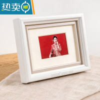 敬平法式简约白色相框6寸7寸8寸结婚照装裱小画框洗照片做成挂墙摆台 米白色 8寸[挂摆两用]内径15.2*20.3