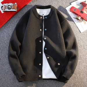 日系青年针织开衫男夹克秋冬新款时尚潮牌刺绣毛衣男外套