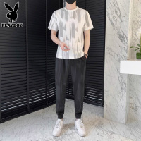 花花公子男士夏季套装潮牌运动男装帅气搭配短袖裤子休闲两件式