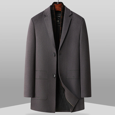 时尚帅气羊毛大衣男士商务休闲围巾款呢子大衣风衣秋冬新款呢外套