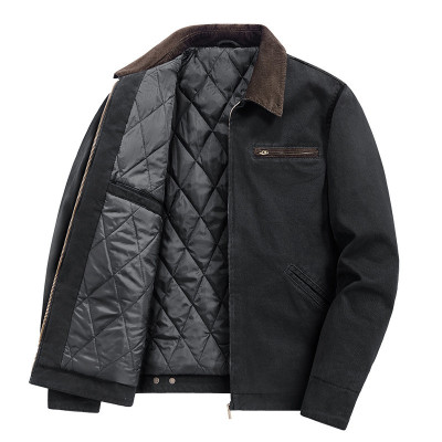JEEP SPIRIT男士新款夹棉加厚棉袄外套休闲时尚保暖加绒棉衣翻领外套男
