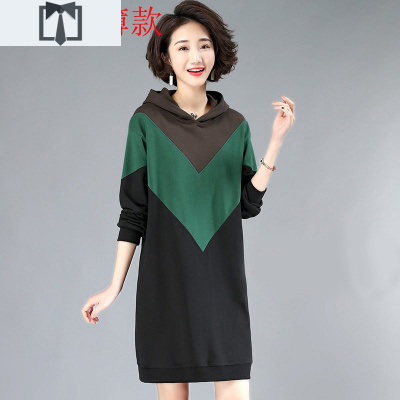 SUNTEK卫衣女2020新款秋冬加厚加绒中长款宽松韩版女士大码连帽春秋卫裙卫衣