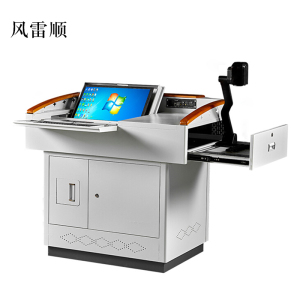 风雷顺学校多媒体讲台钢制讲台演讲台中控讲台办公桌操作台1100*780*1000mm(钢面款)不含显示器