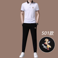 恒源祥高端品牌男士休闲运动服套装男夏季冰丝短袖男潮流时尚帅气