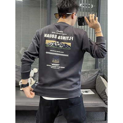 新款卫衣男春秋季圆领套头上衣宽松时尚休闲潮流无帽打底衫潮_1