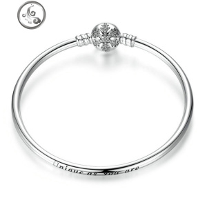 潘家风格星月神话雪花圆头手镯diy珠子手链情侣925纯银饰品基础链 JiMi