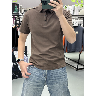 夏季新款纯色翻领上衣男士半袖衫时尚帅气短袖POLO衫简约透气短袖