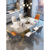 青木川 岩板餐桌四人六人餐桌椅组合意式轻奢现代简约客厅家用吃饭桌子一米二1.8米小户型创意长方形餐台