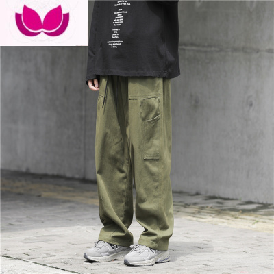 七斓日系复古工装裤男士潮牌直筒裤子美式宽松青少年阔腿休闲长裤