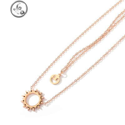玫瑰金钛钢笑脸项链女潮网红毛衣链锁骨链ins嘻哈链子配饰简约 JiMi