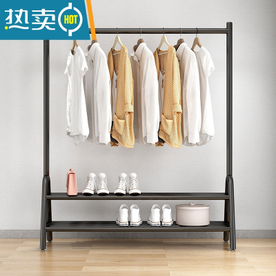 敬平加厚晾衣架落地卧室内挂衣杆家用折叠伸缩隐形凉晒藏置物衣帽架子 纳米黑双板长120高160CM