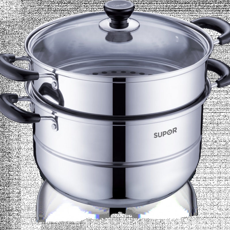 苏泊尔好帮手304不锈钢6.8L双层复底蒸锅SZ26B5燃气电磁炉通用26CM