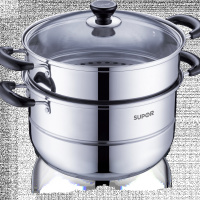 苏泊尔好帮手304不锈钢6.8L双层复底蒸锅SZ26B5燃气电磁炉通用26CM