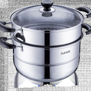 苏泊尔好帮手304不锈钢6.8L双层复底蒸锅SZ26B5燃气电磁炉通用26CM