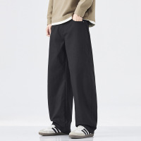 |秋季新款日系复古简约男士宽松直筒裤休闲阔腿裤美式休闲