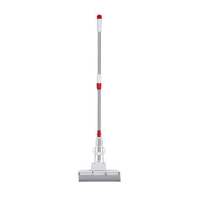 齐心L240 双排轮防干化胶棉拖把 棉头长28CM 1杆1头 米白色(不锈钢直杆)