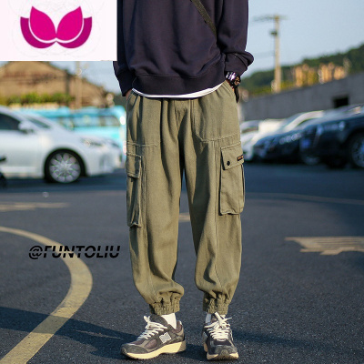 七斓日系工装裤男士百搭美式复古宽松休闲潮牌新款男生束脚裤子