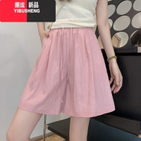 YIBUSHENG卡其色山本短裤女薄款高腰宽松休闲直筒中裤阔腿外穿冰丝五分裤