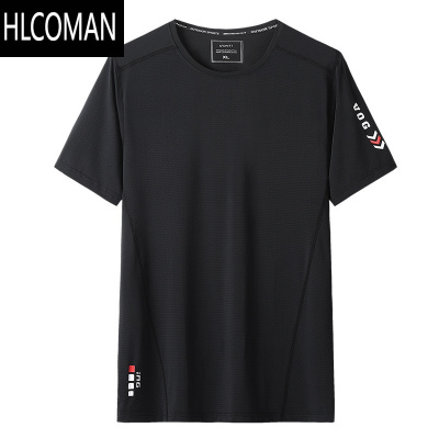 HLCOMAN300斤加肥加大胖子t恤男夏季特大码弹力冰丝滑料速干运动短袖肥佬