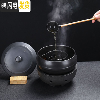 三维工匠陶瓷煮茶壶带盖黑白茶普洱烧茶炉家用分茶器电陶炉复古茶具煮茶器 五黑色仿古5件套+黑陶电陶炉