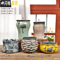 三维工匠大号多肉花盆陶瓷大花盆简约大口径粗陶多肉植物拼盘组合花盆 典雅花盆5件套 大花盆容器