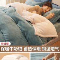 秋冬可拆洗牛奶绒被子冬被加厚保暖珊瑚绒棉被被芯法兰绒冬季通用