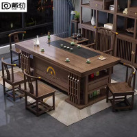 戴劲茶桌椅组合办公室功夫茶几泡茶台套装一体家用小户型喝茶桌2.0厚德载物+1梳背4月牙+茶水柜