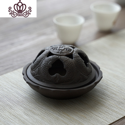 封后盘香炉仿古陶瓷香薰炉家居摆件创意熏香炉香盒香座檀香炉清新年年有鱼香炉+点香棉香薰灯炉/器具