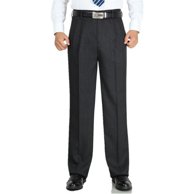 顶奢中老年男士西裤加绒加厚高腰深档宽松男装长裤子免烫大码休闲西装裤秋冬厚款西服裤爸爸裤