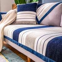 家柏饰(CORATED)北欧四季通用沙发垫防滑简约全包萬能沙发套罩布艺沙发巾沙发盖布 条纹藏青 110*110cm