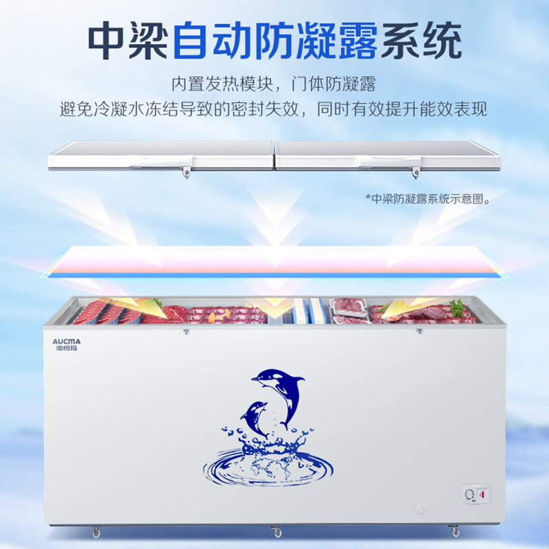 澳柯玛顶开门商用大容量625升卧式冷柜BC/BD-625AYYS -38度低温合金内胆冰柜