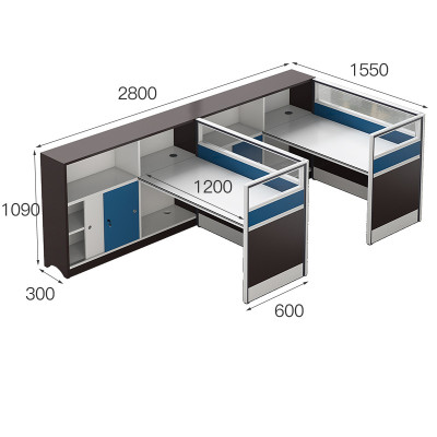迅众 2800*1550*1090mm办公桌 职员办公桌子办公室员工电脑办公桌椅组合简约现代财务