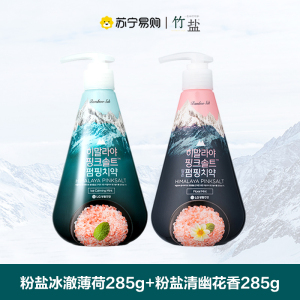 竹盐粉盐派缤牙膏285g大容量牙膏清新口气清幽花香冰澈薄荷