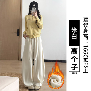 咖色加绒阔腿裤女秋冬季新款高腰宽松休闲灯芯绒阔腿裤子_578_845
