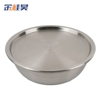 金桂昊 304 不锈钢汤盆 砂光汤盆+盖子 24cm 个