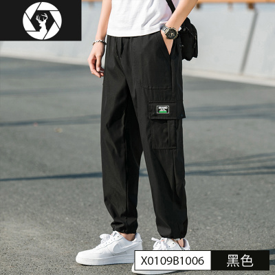 HongZun工装裤子男士秋冬季早春直筒宽松束脚潮流百搭加厚青少年休闲长裤工装制服