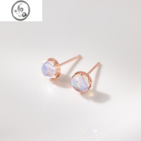 JiMi《海底》s925银银月光石镶嵌耳钉女螺旋耳骨钉气质设计耳饰男