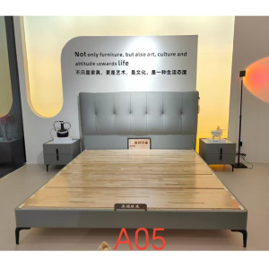 科朔真皮床现代简约皮床工厂展厅实拍轻奢风网红床C004