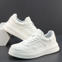 欧洲站轻奢高端真皮男鞋头层牛皮小白鞋厚底轻便软底百搭休闲板鞋