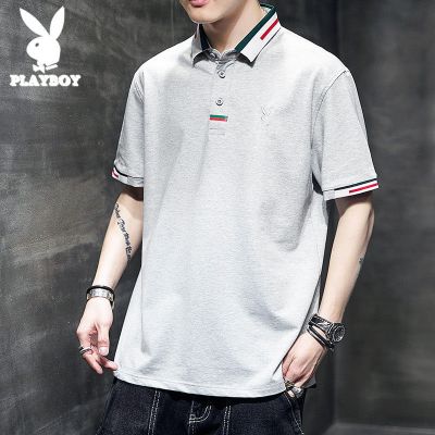 花花公子短袖T恤男翻领polo衫宽松休闲男士休闲运动上衣男装