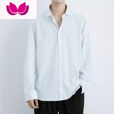 七斓长袖衬衫男士黑色高级感白色衬上衣痞帅休闲dk宽松大码外套内搭潮