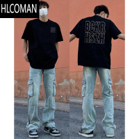 HLCOMAN2024新款夏季男生短袖t恤潮牌ins百搭高街小众休闲宽松上衣服