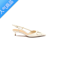 SUNTEK包头凉鞋女夏季新款法式细跟高跟尖头后空单鞋裸色大码女鞋41一43