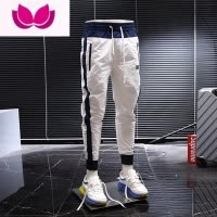 七斓潮牌薄款轻奢运动休闲裤男青年修身小脚束脚裤韩版潮流拼色速干裤