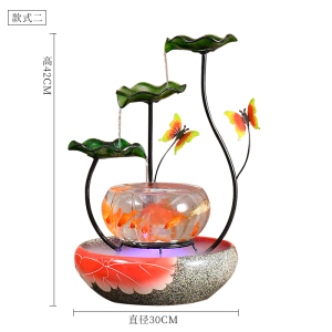 小型循环流水喷泉创意鱼缸装饰招财客厅玄关电视柜旁桌面加湿摆件