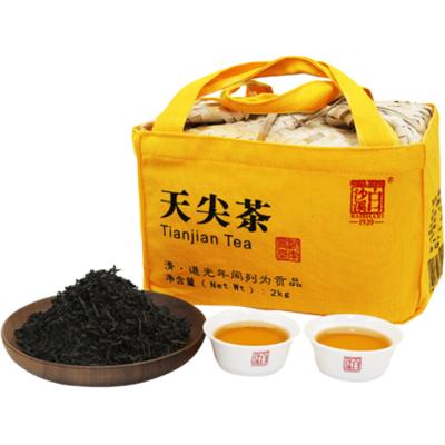 湖南茶叶安化黑茶湘尖茶白沙溪一级料散茶传统天尖茶竹篓装2kg