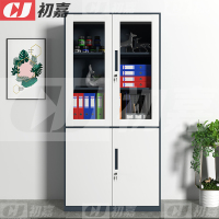 初嘉WJGT-001钢制文件柜窄边资料柜拆装档案柜带锁储物柜灰白套大器械文件柜